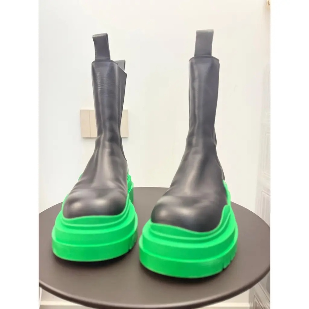 Bottega Veneta Black and Green Tire Boots Sz 43/ US 10 - Picture 6 of 11